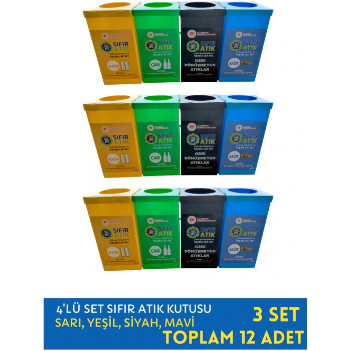 4'lü Geri Dönüşüm Kutusu Seti