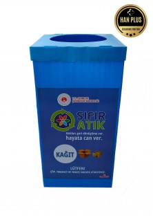 Sıfır Atık Kutusu | Etiketli Geri Dönüşüm Kutusu | Mavi Renk |Kağıt Atık Kutusu
